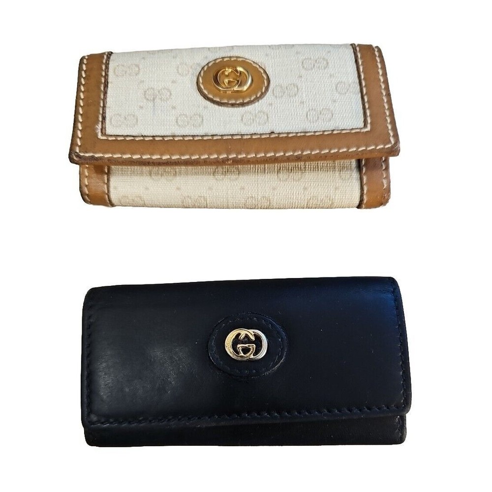 2 Vintage Gucci Keychain Mini Pouch Wallets in Good Condition - Picture 1 of 12